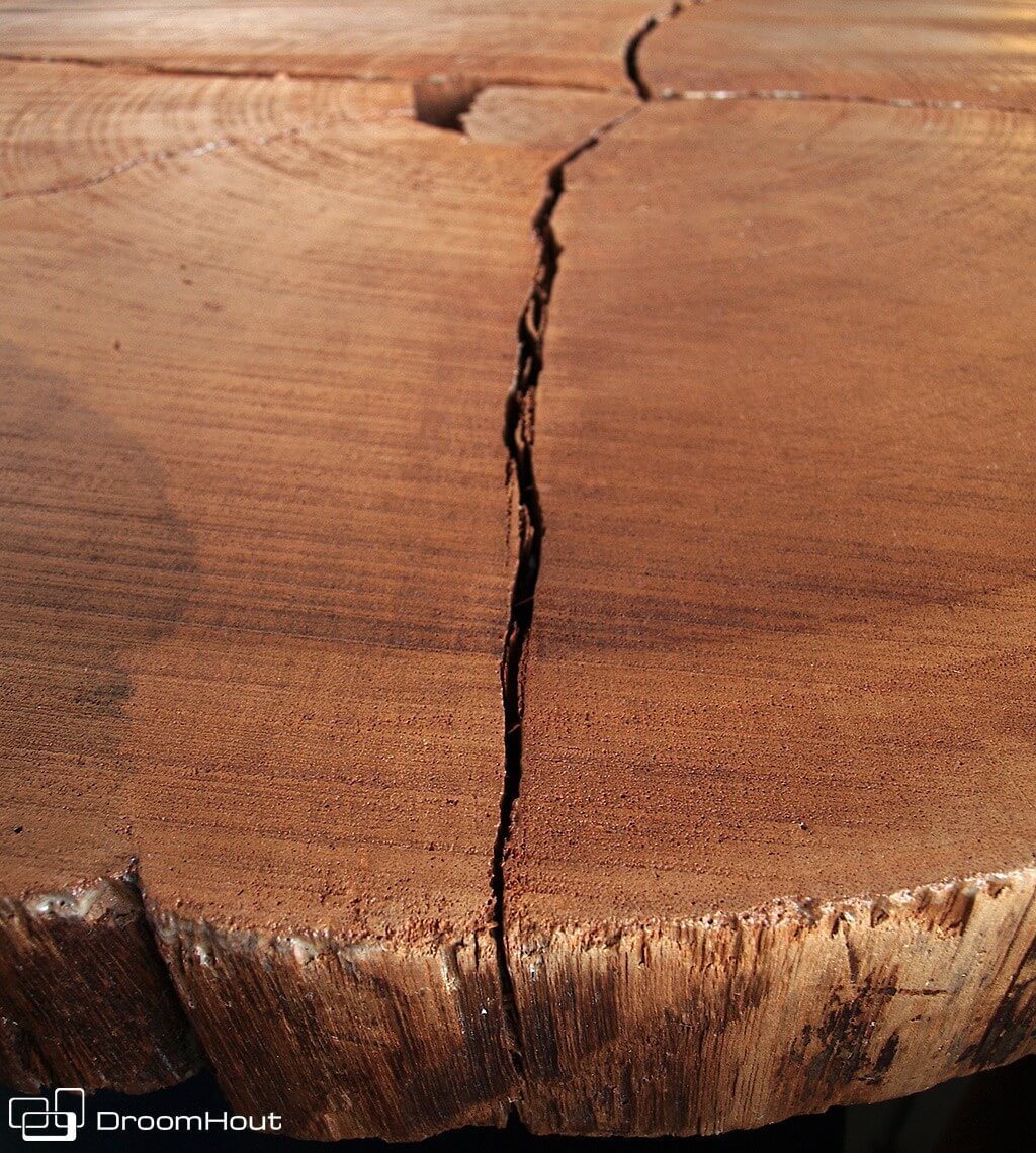Industriële tafel met Red Cedar boomschijf
