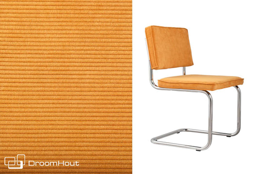 Zuiver Ridge Rib chair Chromed frame yellow - showroom model