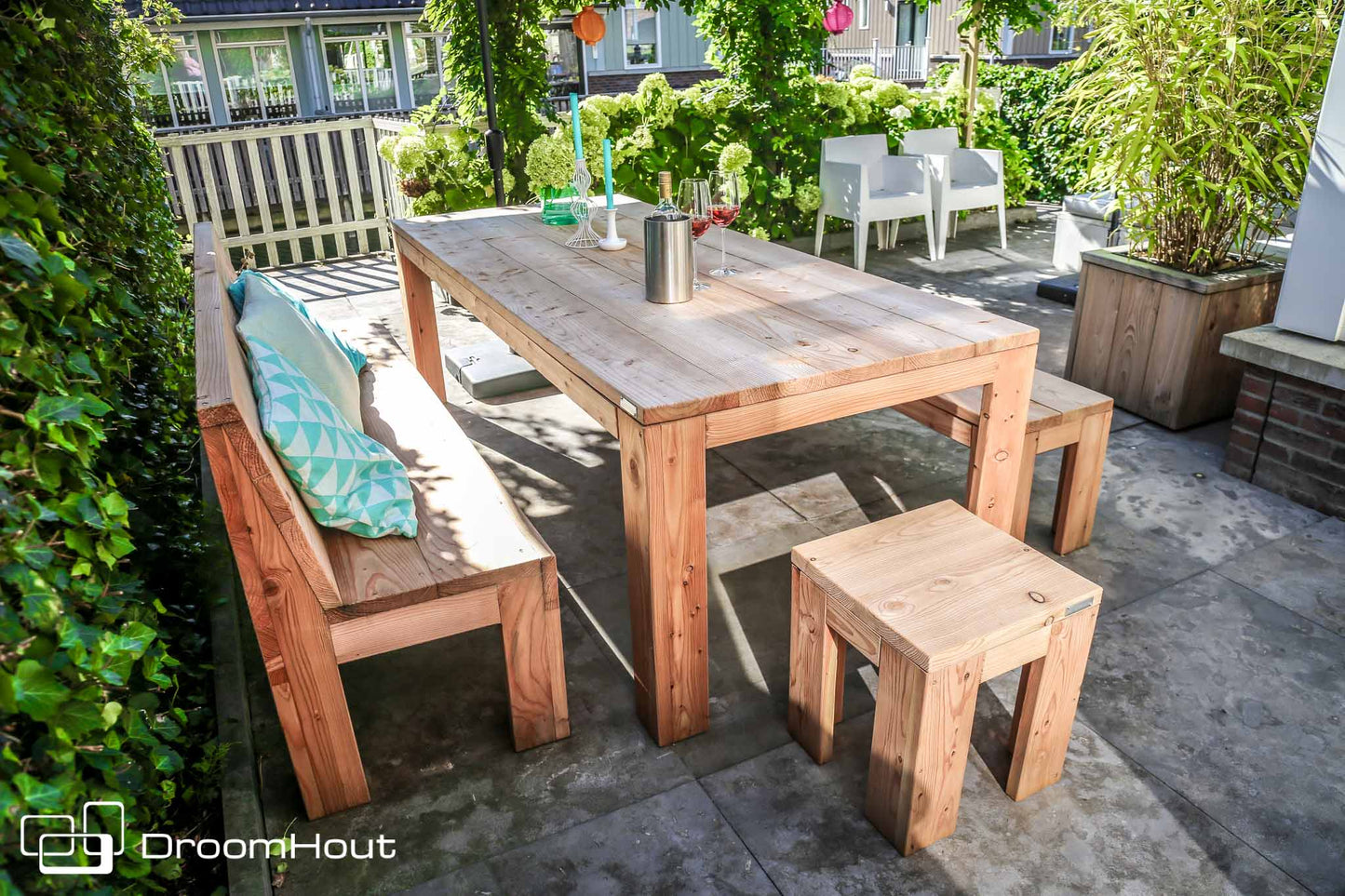 Tuintafel DroomHout Gubbio (ook met bank leverbaar)