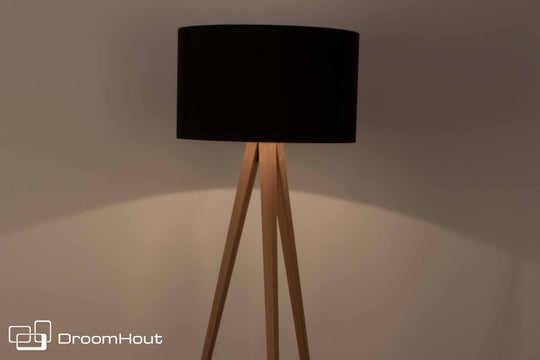 Vloerlamp Zuiver Tripod Wood - zwart - showroommodel