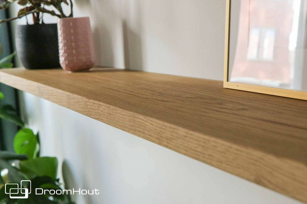 Wooden wall shelf (tapered edge, rounded corner)