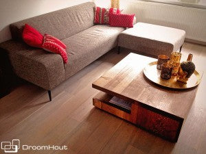 Landelijke salontafel van massief eikenhout