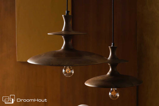 Hanglamp Dutchbone Cach, uit mangohout met walnoot look