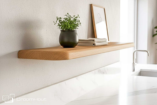 Houten wandplank  (ronde rand, ronde hoek)