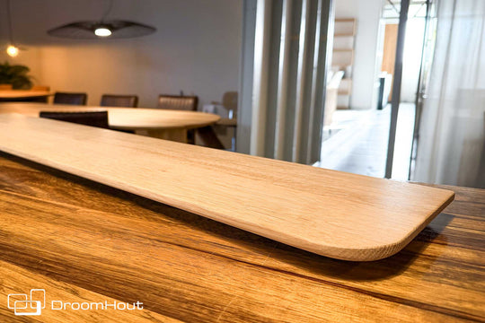 Houten wandplank (verjongde rand, ronde hoek)