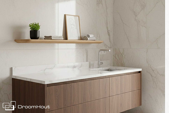 Houten wandplank (verjongde rand, ronde hoek)