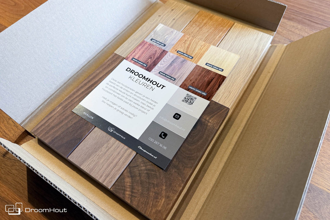 DroomHout sample box - zes kleuren