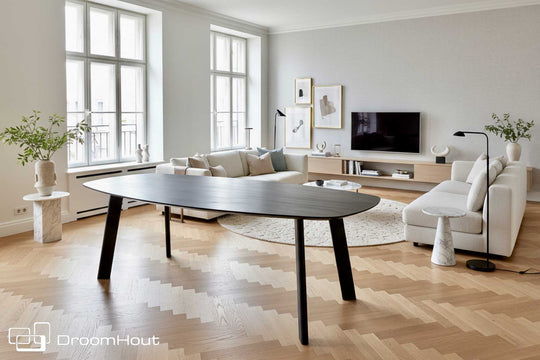 Zwarte ovale eettafel DroomHout Noir