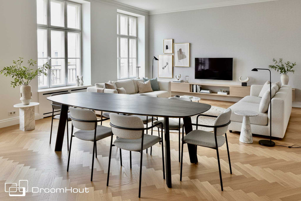 Zwarte ovale eettafel DroomHout Noir