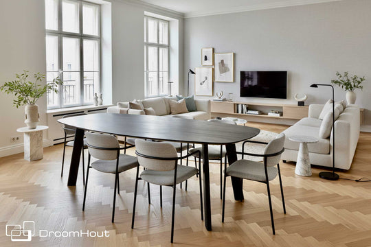 Zwarte ovale eettafel DroomHout Noir