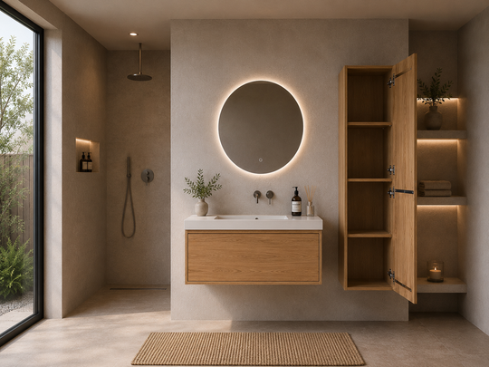 Houten badkamerkast Silence en Sunrise