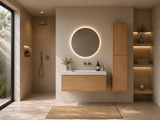 Houten badkamerkast Silence en Sunrise