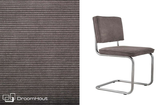 Zuiver Ridge Rib chair Chromed frame gray - showroom model