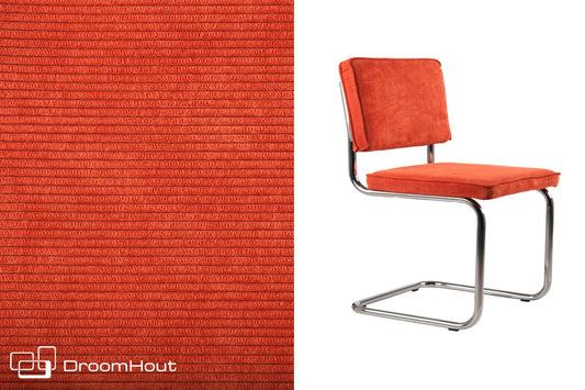 Stoel Zuiver Ridge Rib Chromed frame orange - one-off