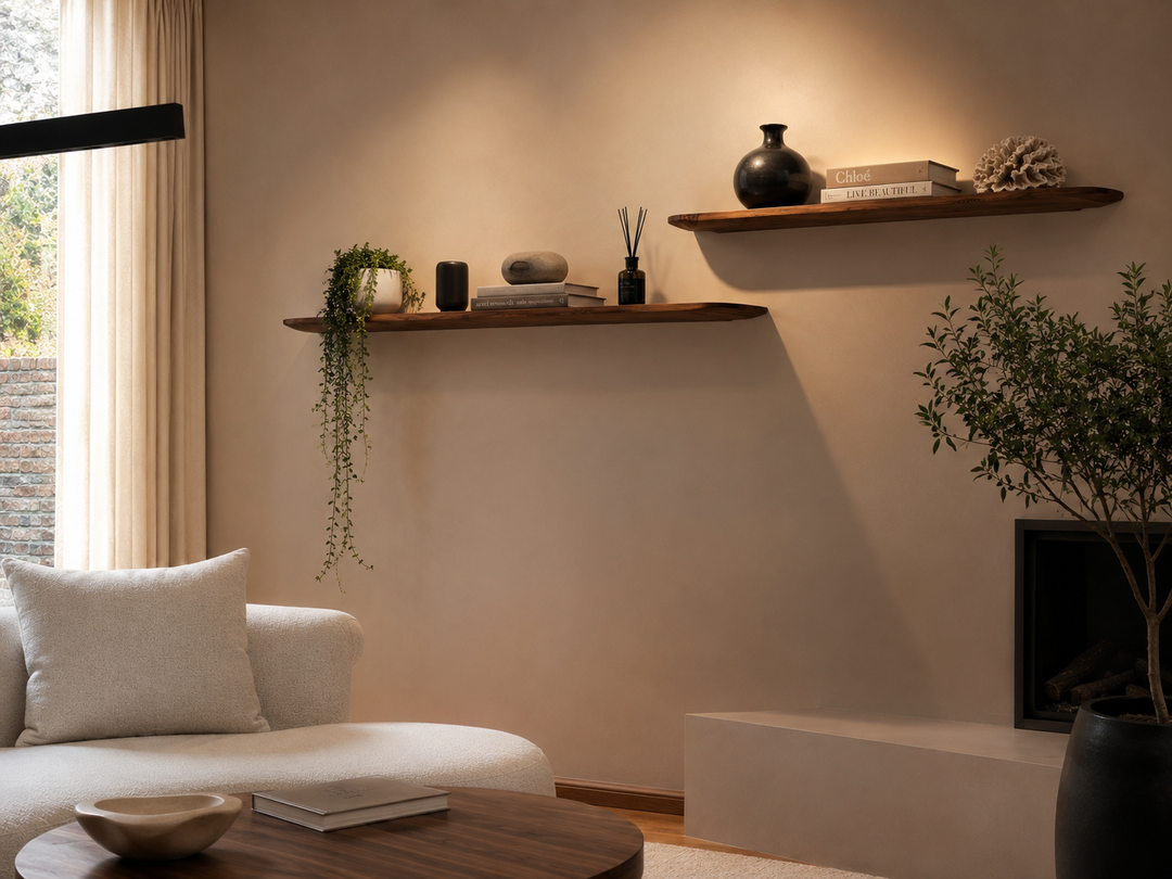 Wooden wall shelf (facet edge, round corner)