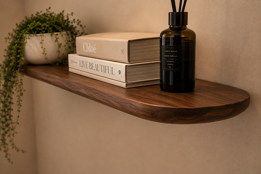Wooden wall shelf (facet edge, round corner)