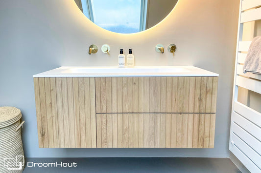 Houtenbadkamermeubel blank eiken latten DroomHout Immaculate