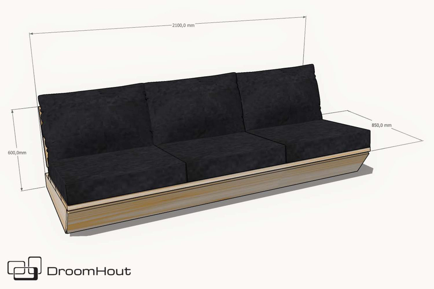 Loungeset Montecastelli - 3-zits loungebank + hocker voordeelset
