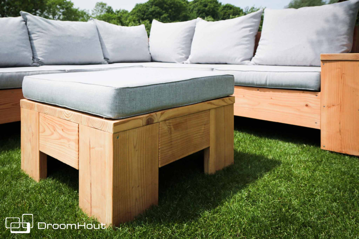 Hoek loungebank Siena 5-zits douglas + gratis hocker voordeelset