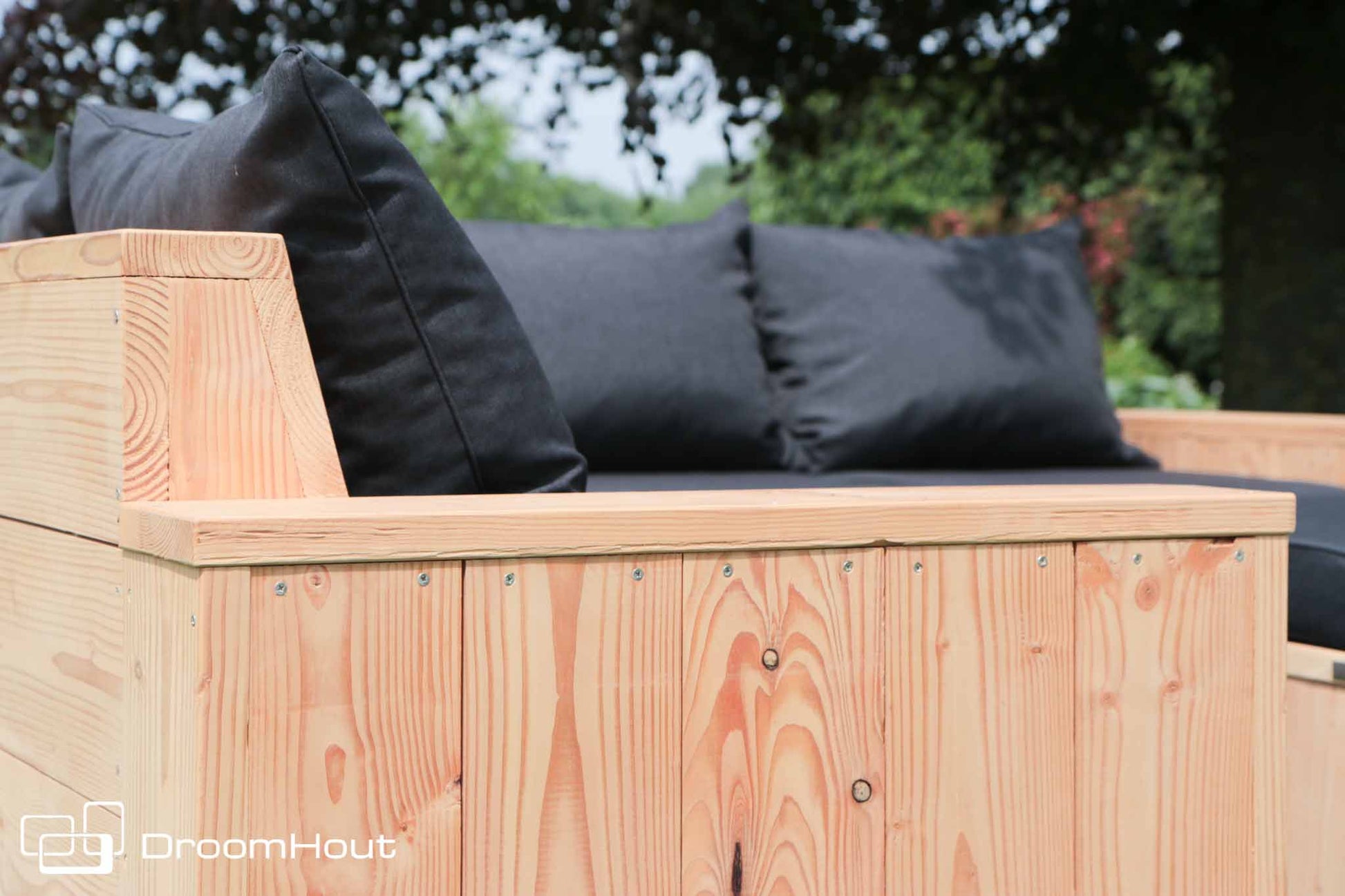 Hoek loungebank Siena 5-zits douglas + gratis hocker voordeelset