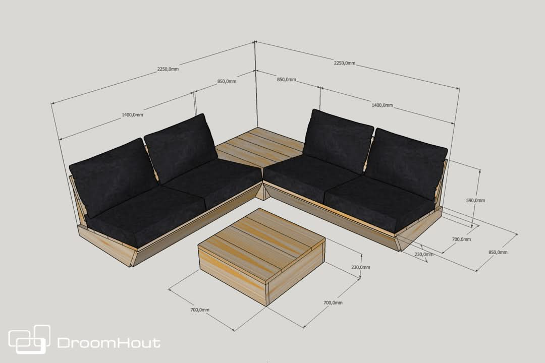 Loungeset Montecastelli - 4-zits hoekbank + hocker + hoektafel voordeelset