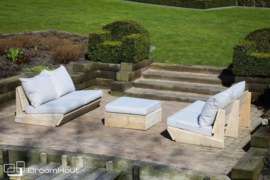 Loungeset Montecastelli - 4-zits loungebank + hocker voordeelset