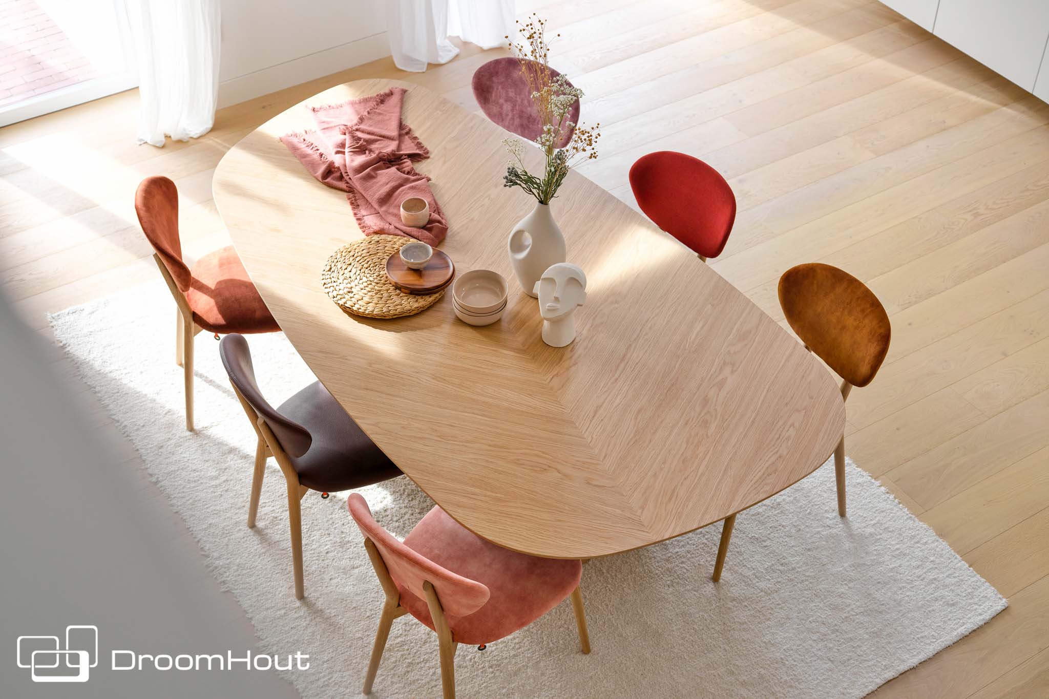 Oak table Mobitec Dolmen | organic or oval | Many sizes – DroomHout