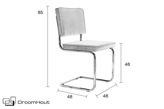 Stoel Zuiver Ridge Rib Chromed frame (set van 2)